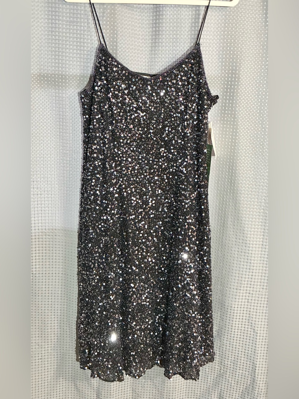 Scala Black Silk Sequin Slip Dress Sz XL Fit & Flare Lined Holiday Event New tag